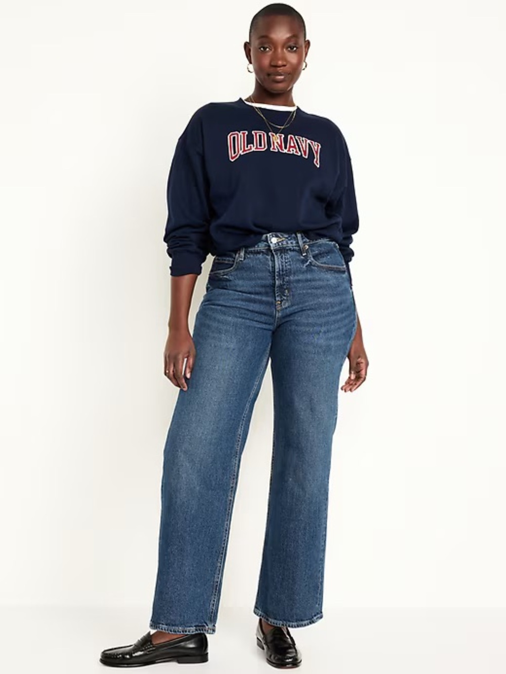 Old Navy | Women's Medium Blue Denim Wide Leg Extra High Rise Jeans Size 10